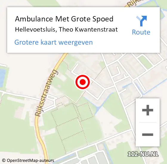 Locatie op kaart van de 112 melding: Ambulance Met Grote Spoed Naar Hellevoetsluis, Theo Kwantenstraat op 1 april 2023 09:12