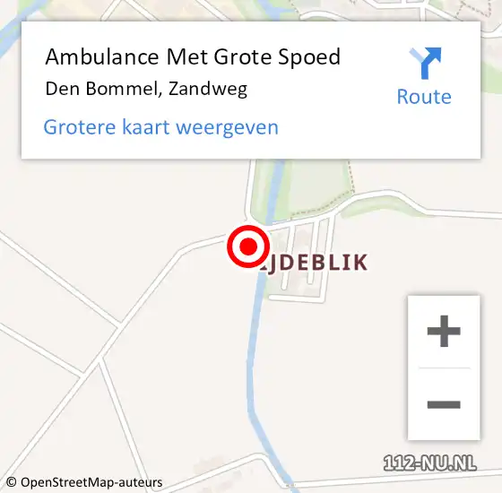 Locatie op kaart van de 112 melding: Ambulance Met Grote Spoed Naar Den Bommel, Zandweg op 1 april 2023 09:26