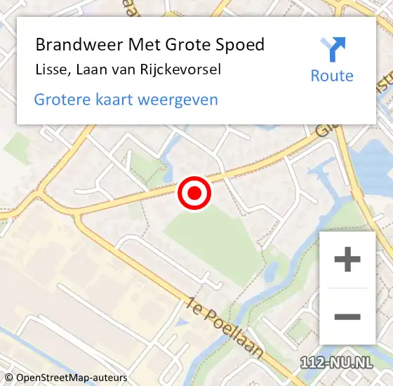 Locatie op kaart van de 112 melding: Brandweer Met Grote Spoed Naar Lisse, Laan van Rijckevorsel op 1 april 2023 09:52