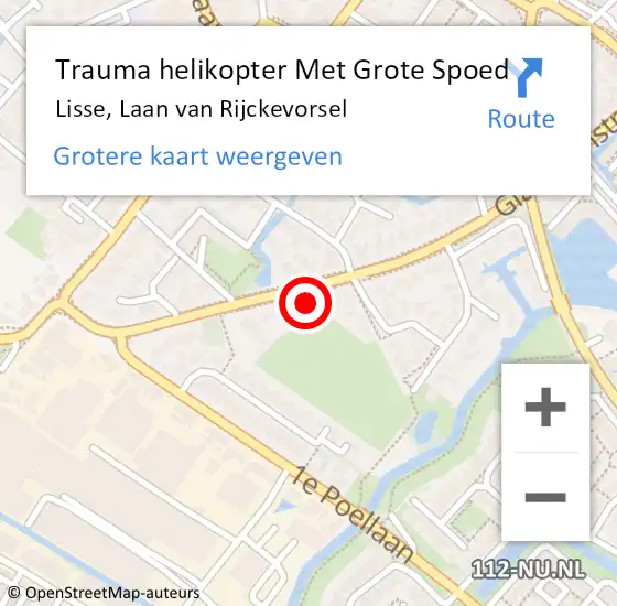 Locatie op kaart van de 112 melding: Trauma helikopter Met Grote Spoed Naar Lisse, Laan van Rijckevorsel op 1 april 2023 09:53