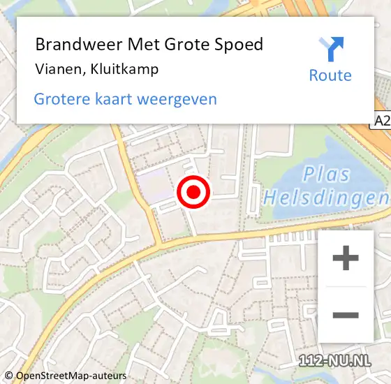 Locatie op kaart van de 112 melding: Brandweer Met Grote Spoed Naar Vianen, Kluitkamp op 1 april 2023 09:58