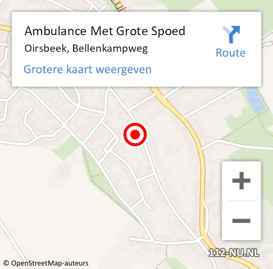 Locatie op kaart van de 112 melding: Ambulance Met Grote Spoed Naar Oirsbeek, Bellenkampweg op 12 oktober 2013 04:45