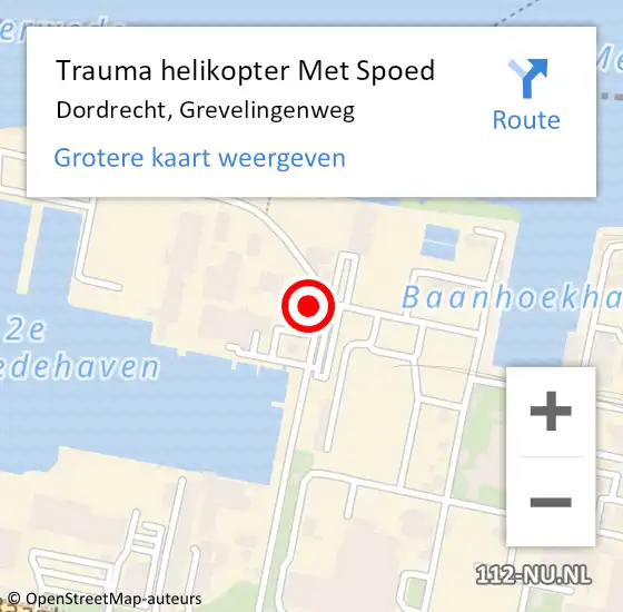 Locatie op kaart van de 112 melding: Trauma helikopter Met Spoed Naar Dordrecht, Grevelingenweg op 1 april 2023 10:05