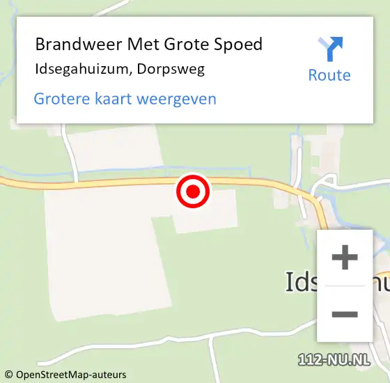 Locatie op kaart van de 112 melding: Brandweer Met Grote Spoed Naar Idsegahuizum, Dorpsweg op 1 april 2023 10:08