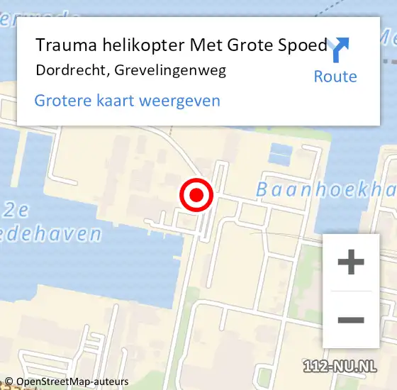 Locatie op kaart van de 112 melding: Trauma helikopter Met Grote Spoed Naar Dordrecht, Grevelingenweg op 1 april 2023 10:09