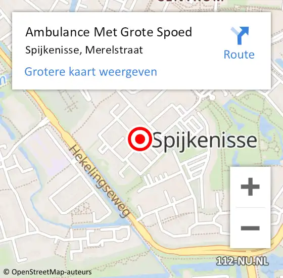 Locatie op kaart van de 112 melding: Ambulance Met Grote Spoed Naar Spijkenisse, Merelstraat op 1 april 2023 10:13