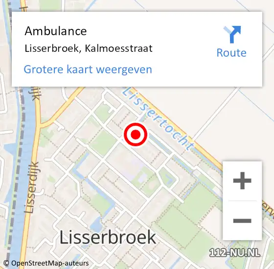 Locatie op kaart van de 112 melding: Ambulance Lisserbroek, Kalmoesstraat op 1 april 2023 10:18