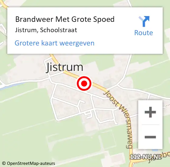 Locatie op kaart van de 112 melding: Brandweer Met Grote Spoed Naar Jistrum, Schoolstraat op 1 april 2023 10:35