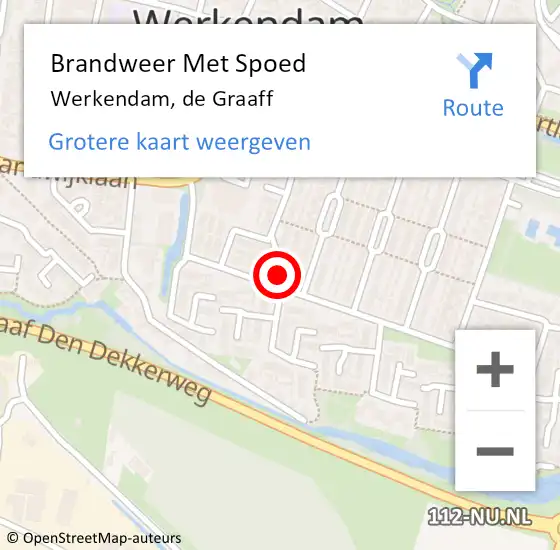 Locatie op kaart van de 112 melding: Brandweer Met Spoed Naar Werkendam, de Graaff op 1 april 2023 10:37