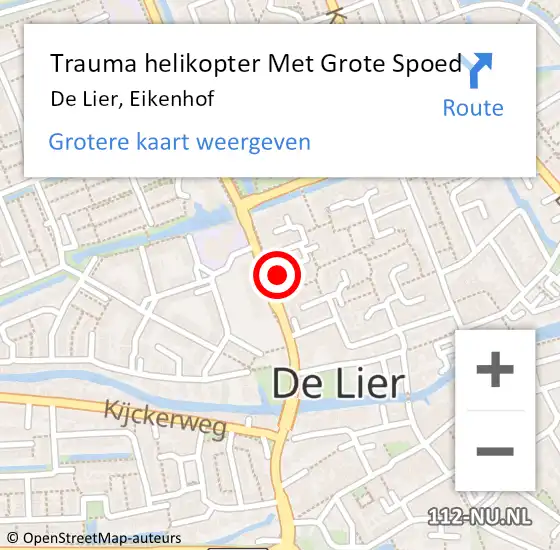 Locatie op kaart van de 112 melding: Trauma helikopter Met Grote Spoed Naar De Lier, Eikenhof op 1 april 2023 11:04