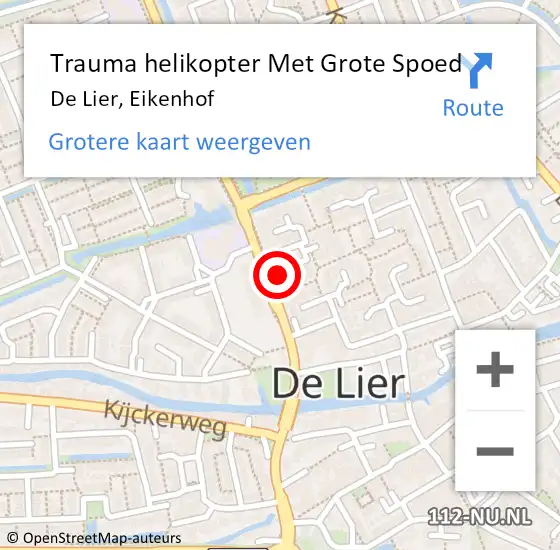 Locatie op kaart van de 112 melding: Trauma helikopter Met Grote Spoed Naar De Lier, Eikenhof op 1 april 2023 11:05