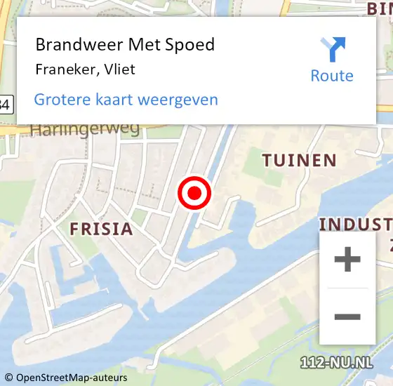 Locatie op kaart van de 112 melding: Brandweer Met Spoed Naar Franeker, Vliet op 1 april 2023 11:32