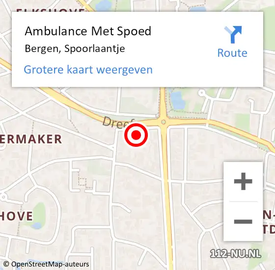 Locatie op kaart van de 112 melding: Ambulance Met Spoed Naar Bergen, Spoorlaantje op 1 april 2023 11:37