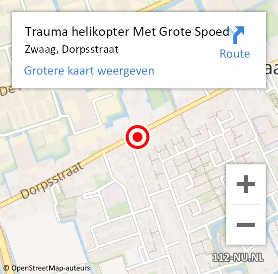 Locatie op kaart van de 112 melding: Trauma helikopter Met Grote Spoed Naar Zwaag, Dorpsstraat op 1 april 2023 11:52