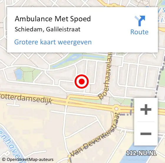 Locatie op kaart van de 112 melding: Ambulance Met Spoed Naar Schiedam, Galileistraat op 1 april 2023 11:53