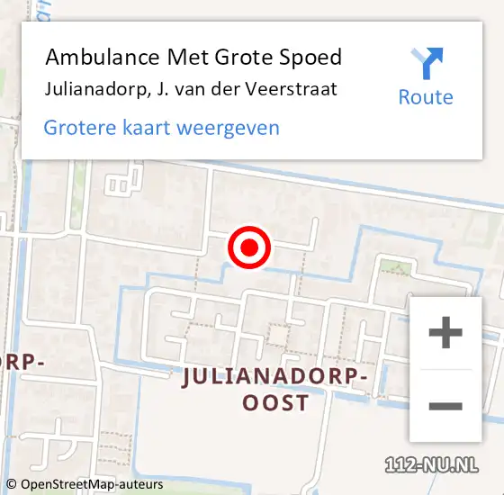 Locatie op kaart van de 112 melding: Ambulance Met Grote Spoed Naar Julianadorp, J. van der Veerstraat op 1 april 2023 13:25