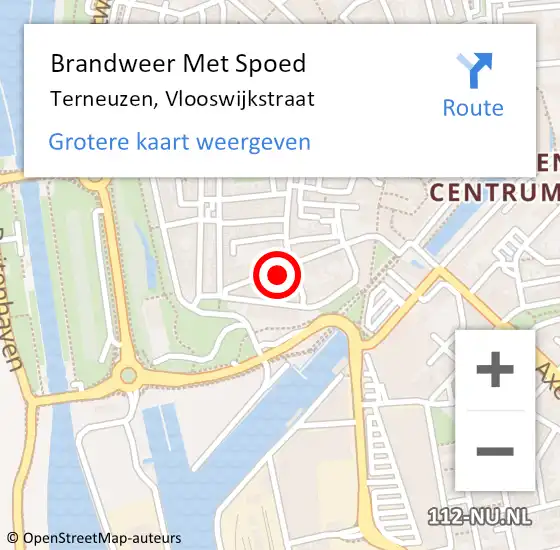 Locatie op kaart van de 112 melding: Brandweer Met Spoed Naar Terneuzen, Vlooswijkstraat op 1 april 2023 13:49