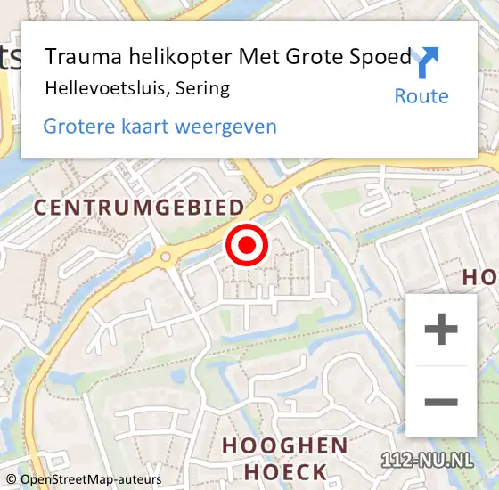 Locatie op kaart van de 112 melding: Trauma helikopter Met Grote Spoed Naar Hellevoetsluis, Sering op 1 april 2023 13:56