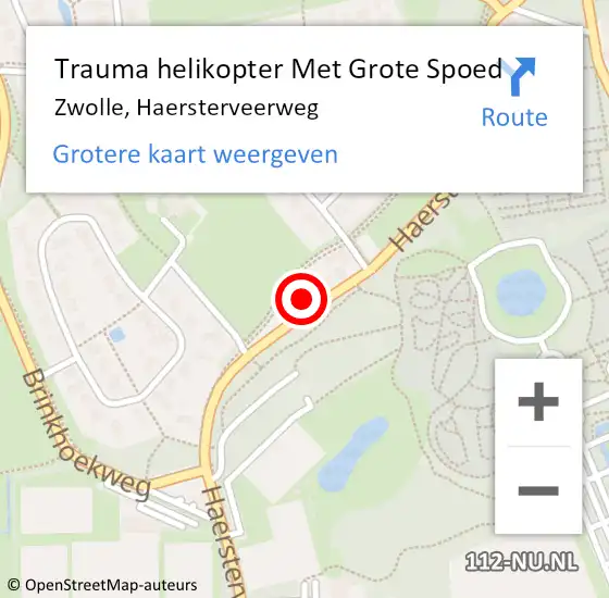 Locatie op kaart van de 112 melding: Trauma helikopter Met Grote Spoed Naar Zwolle, Haersterveerweg op 1 april 2023 14:08