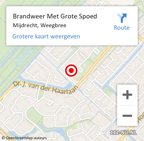 Locatie op kaart van de 112 melding: Brandweer Met Grote Spoed Naar Mijdrecht, Weegbree op 1 april 2023 14:17