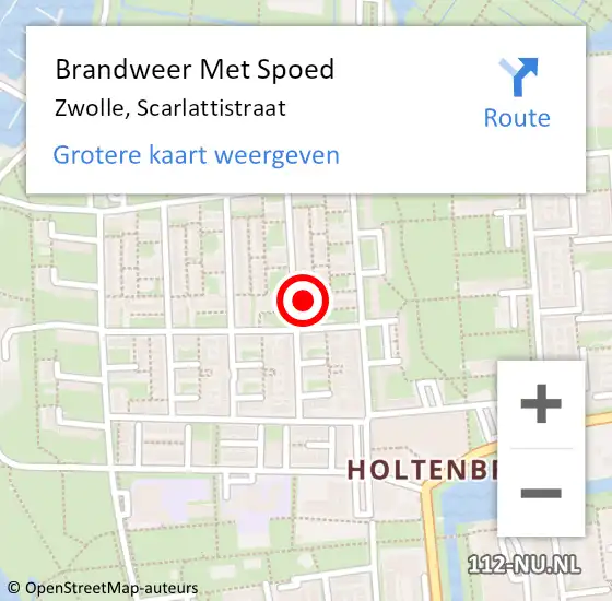 Locatie op kaart van de 112 melding: Brandweer Met Spoed Naar Zwolle, Scarlattistraat op 1 april 2023 14:22