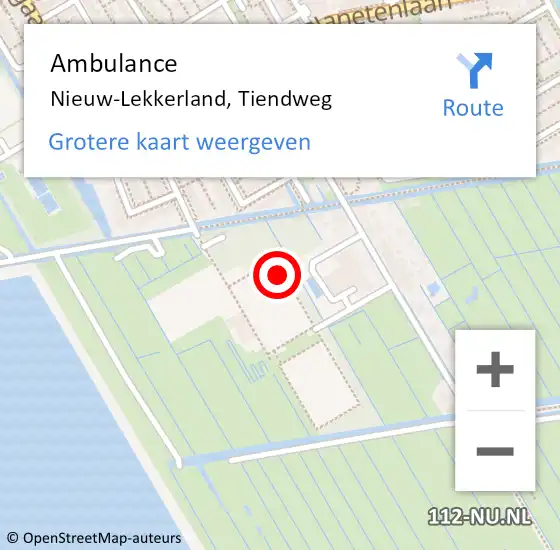 Locatie op kaart van de 112 melding: Ambulance Nieuw-Lekkerland, Tiendweg op 1 april 2023 14:32