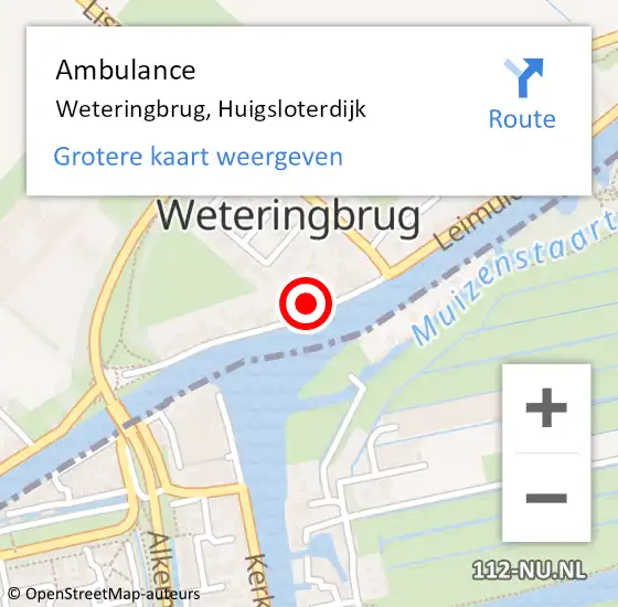 Locatie op kaart van de 112 melding: Ambulance Weteringbrug, Huigsloterdijk op 1 april 2023 14:35