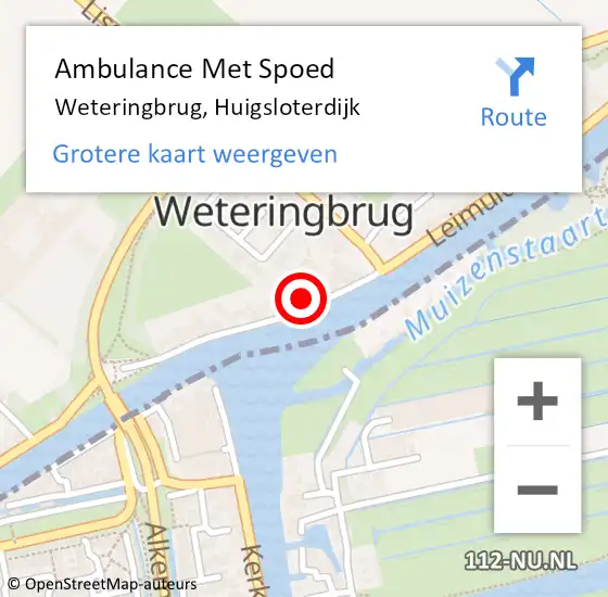 Locatie op kaart van de 112 melding: Ambulance Met Spoed Naar Weteringbrug, Huigsloterdijk op 1 april 2023 14:38