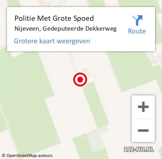 Locatie op kaart van de 112 melding: Politie Met Grote Spoed Naar Nijeveen, Gedeputeerde Dekkerweg op 1 april 2023 14:56