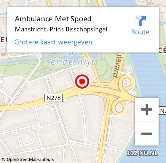 Locatie op kaart van de 112 melding: Ambulance Met Spoed Naar Maastricht, Prins Bisschopsingel op 1 april 2023 14:59