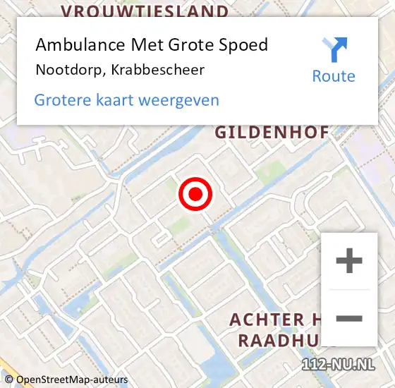 Locatie op kaart van de 112 melding: Ambulance Met Grote Spoed Naar Nootdorp, Krabbescheer op 1 april 2023 15:08