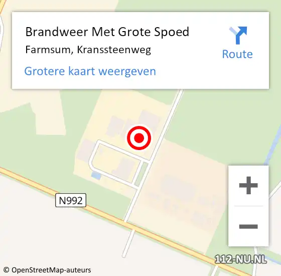 Locatie op kaart van de 112 melding: Brandweer Met Grote Spoed Naar Farmsum, Kranssteenweg op 1 april 2023 15:41