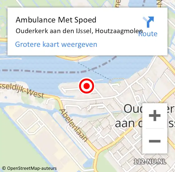 Locatie op kaart van de 112 melding: Ambulance Met Spoed Naar Ouderkerk aan den IJssel, Houtzaagmolen op 1 april 2023 15:45