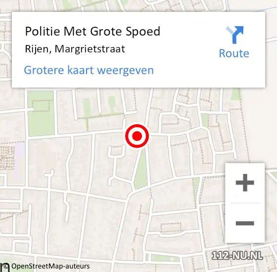 Locatie op kaart van de 112 melding: Politie Met Grote Spoed Naar Rijen, Margrietstraat op 1 april 2023 15:56