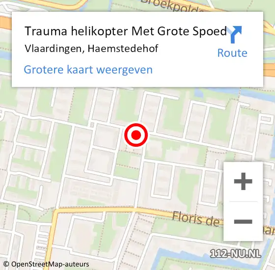 Locatie op kaart van de 112 melding: Trauma helikopter Met Grote Spoed Naar Vlaardingen, Haemstedehof op 1 april 2023 16:26