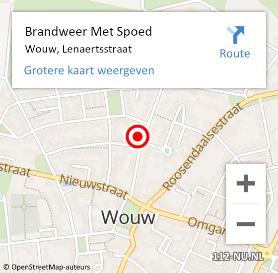 Locatie op kaart van de 112 melding: Brandweer Met Spoed Naar Wouw, Lenaertsstraat op 1 april 2023 16:29