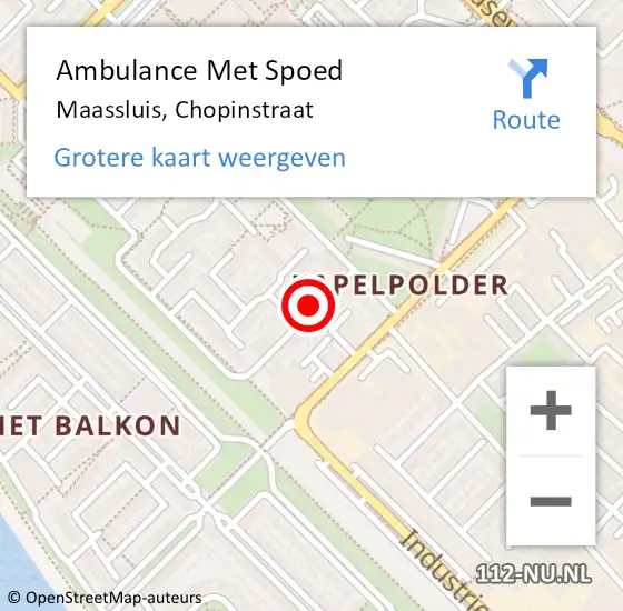 Locatie op kaart van de 112 melding: Ambulance Met Spoed Naar Maassluis, Chopinstraat op 1 april 2023 16:31