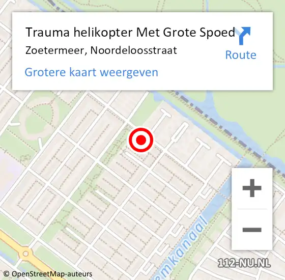 Locatie op kaart van de 112 melding: Trauma helikopter Met Grote Spoed Naar Zoetermeer, Noordeloosstraat op 1 april 2023 16:35