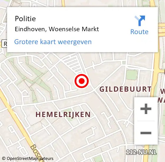 Locatie op kaart van de 112 melding: Politie Eindhoven, Woenselse Markt op 1 april 2023 16:49