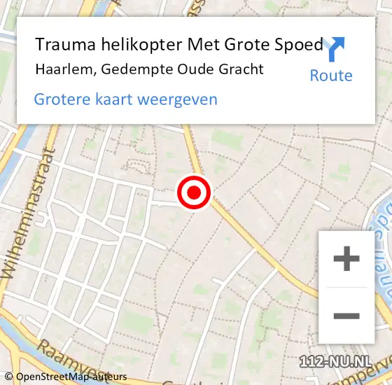 Locatie op kaart van de 112 melding: Trauma helikopter Met Grote Spoed Naar Haarlem, Gedempte Oude Gracht op 1 april 2023 16:54