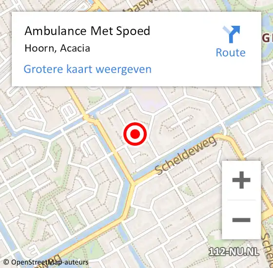 Locatie op kaart van de 112 melding: Ambulance Met Spoed Naar Hoorn, Acacia op 1 april 2023 16:58