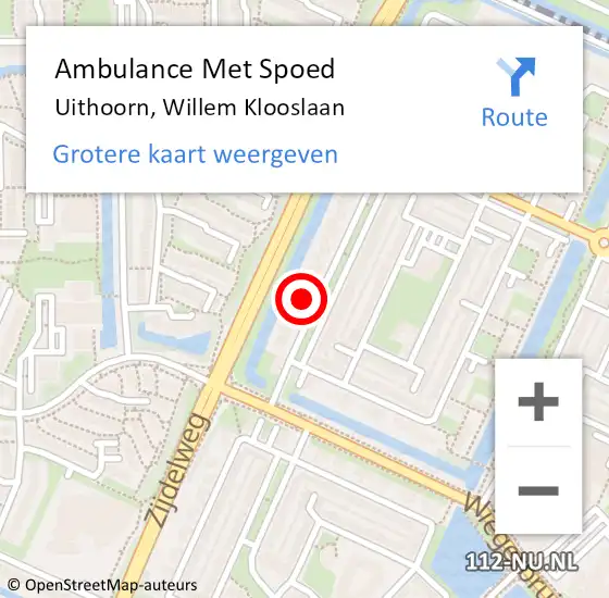 Locatie op kaart van de 112 melding: Ambulance Met Spoed Naar Uithoorn, Willem Klooslaan op 1 april 2023 16:58