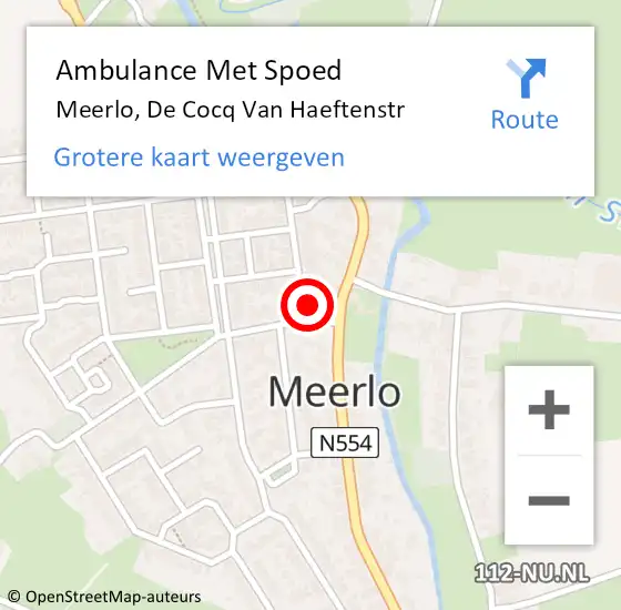 Locatie op kaart van de 112 melding: Ambulance Met Spoed Naar Meerlo, De Cocq Van Haeftenstr op 20 augustus 2014 22:19