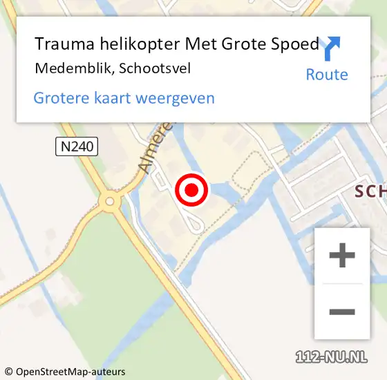 Locatie op kaart van de 112 melding: Trauma helikopter Met Grote Spoed Naar Medemblik, Schootsvel op 1 april 2023 17:06