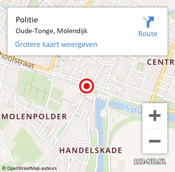 Locatie op kaart van de 112 melding: Politie Oude-Tonge, Molendijk op 1 april 2023 17:09