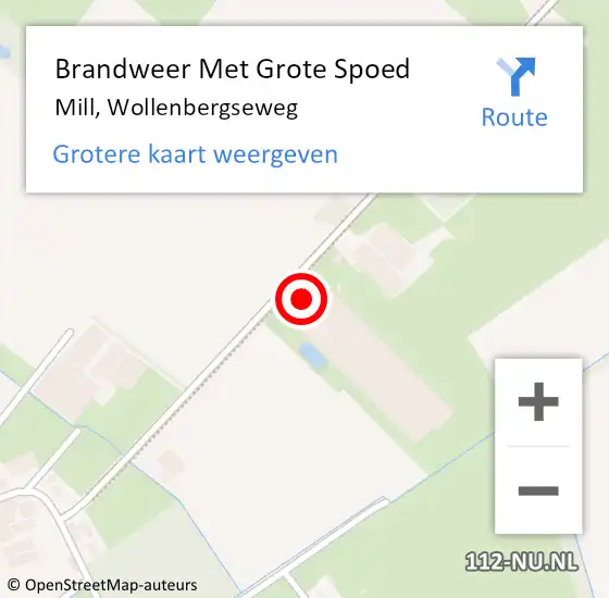 Locatie op kaart van de 112 melding: Brandweer Met Grote Spoed Naar Mill, Wollenbergseweg op 1 april 2023 17:13