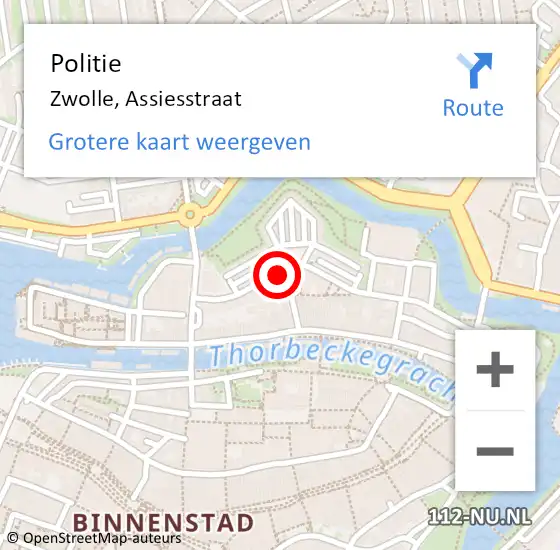 Locatie op kaart van de 112 melding: Politie Zwolle, Assiesstraat op 1 april 2023 17:22