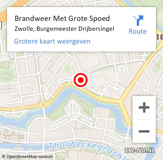 Locatie op kaart van de 112 melding: Brandweer Met Grote Spoed Naar Zwolle, Burgemeester Drijbersingel op 1 april 2023 17:28