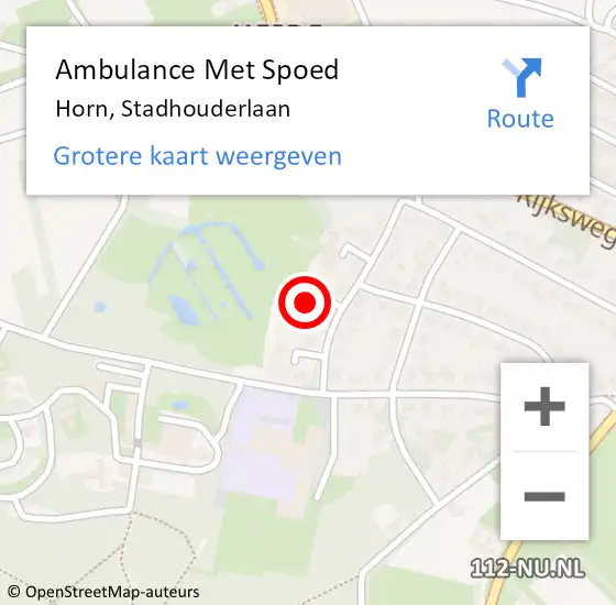 Locatie op kaart van de 112 melding: Ambulance Met Spoed Naar Horn, Stadhouderlaan op 1 april 2023 17:35