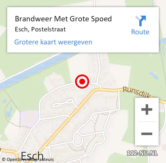 Locatie op kaart van de 112 melding: Brandweer Met Grote Spoed Naar Esch, Postelstraat op 1 april 2023 17:47